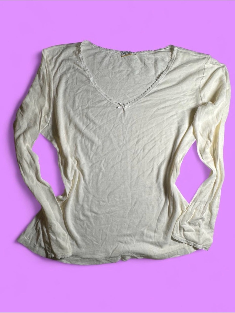 ✨ Vintage Cuddl Duds Lace Trim Thermal Top ✨size large